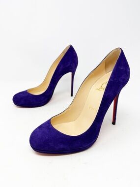 Christian Louboutin Filo Purple Suede Platform Heels Womens Size EU 37.5